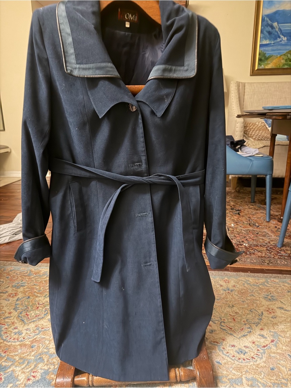 Navy Teal Trench Coat with Belt
